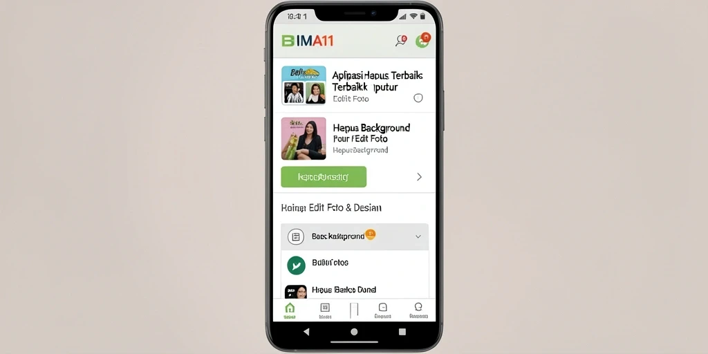 Tampilan antarmuka BIMA11 menunjukkan fungsi Hapus Background yang mudah digunakan.