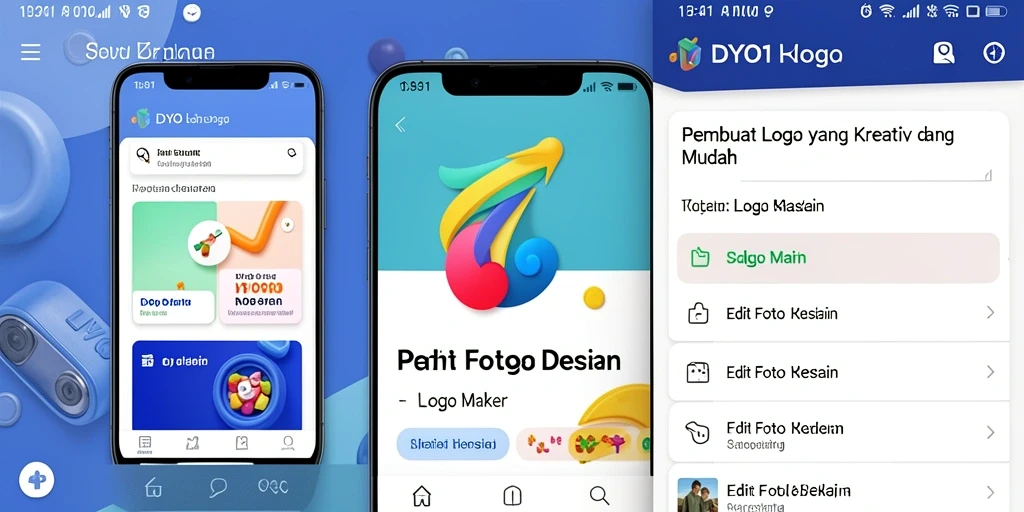 Tampilan antarmuka DYO1 untuk pembuatan logo yang intuitif dan menarik.