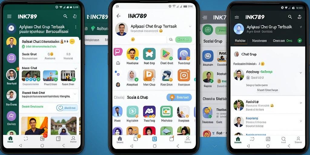 Antarmuka pengguna INK789 dengan fitur Chat Grup yang interaktif.