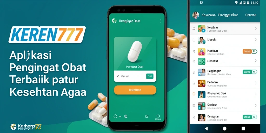Antarmuka aplikasi KEREN777 yang menampilkan pengingat obat.
