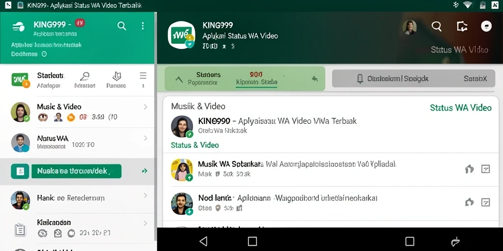 Tampilan antarmuka KING999 untuk status WA video yang menarik dan user-friendly.