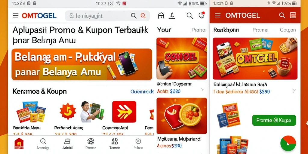 Tampilan utama OMTOGEL dengan berbagai penawaran kupon.