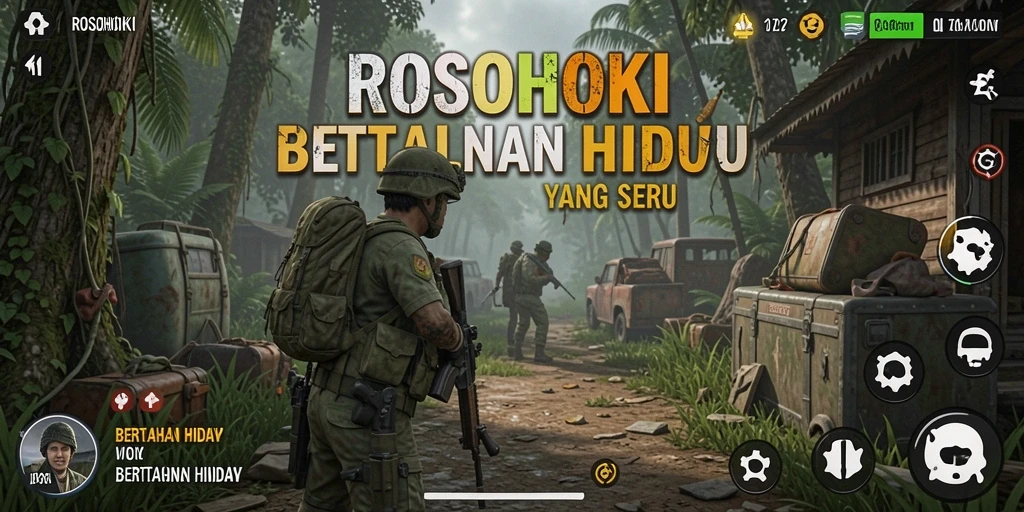 Antarmuka menampilkan fitur bertahan hidup yang menarik dan interaktif.