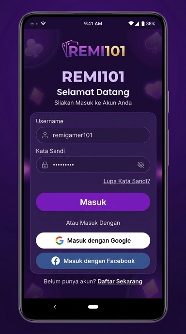 Panduan Masuk Akun Remi101 untuk Android